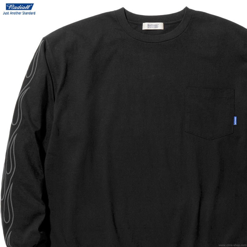 RADIALL FLAMES - CREW NECK POCKET T-SHIRT L/S (BLACK)