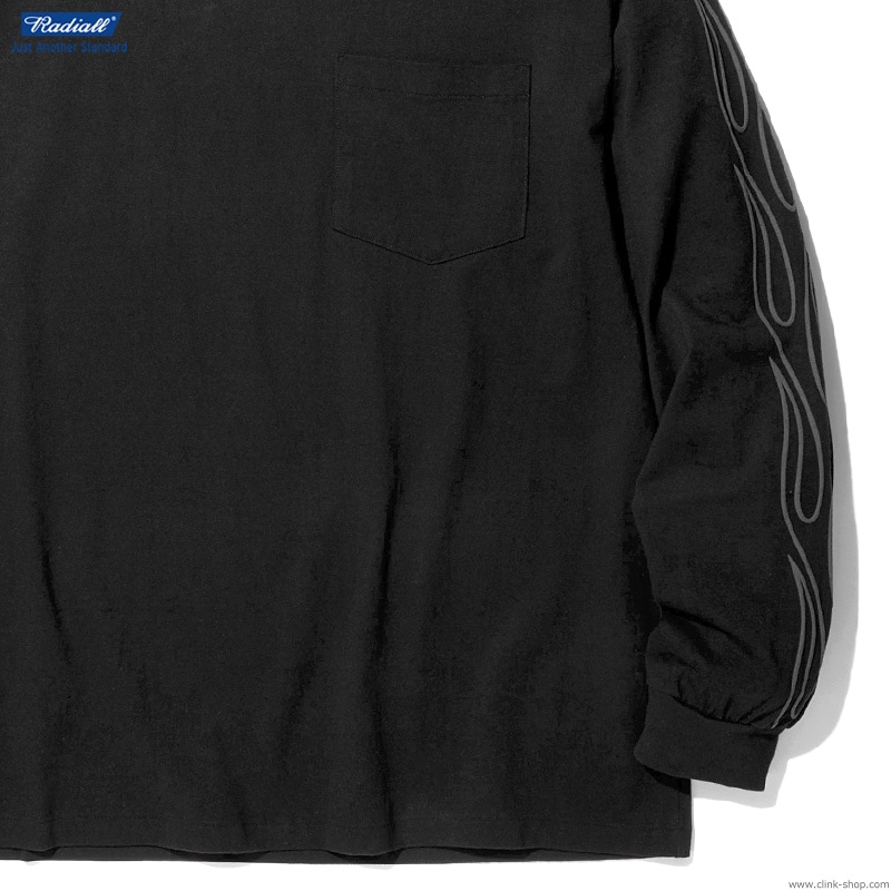 CLINK｜RADIALL FLAMES - CREW NECK POCKET T-SHIRT L/S (BLACK