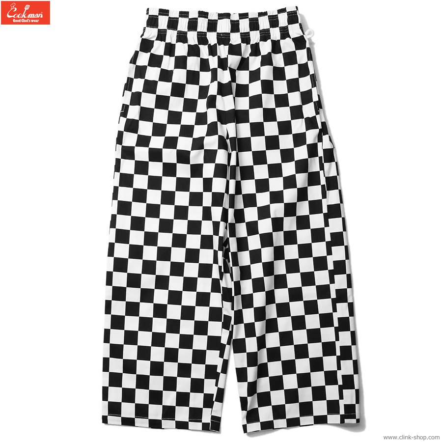 COOKMAN WIDE CHEF PANTS CHECKER BLACK