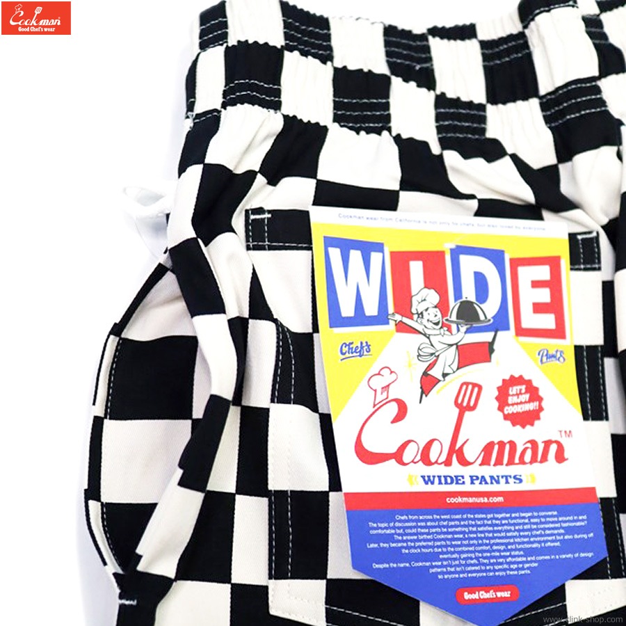 COOKMAN WIDE CHEF PANTS CHECKER BLACK