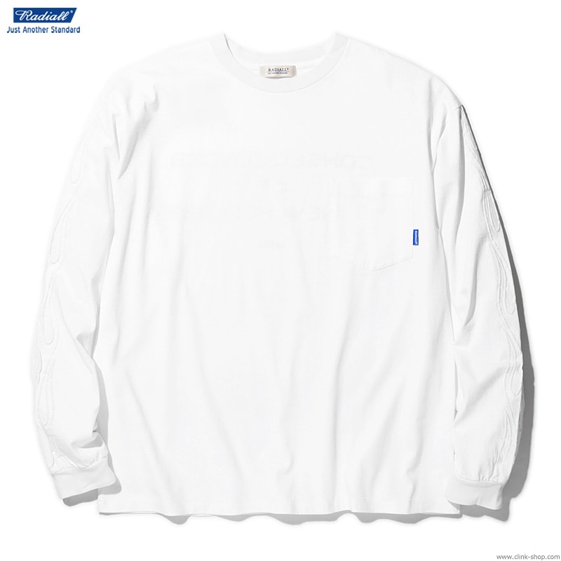 CLINK｜RADIALL FLAMES - CREW NECK POCKET T-SHIRT L/S (WHITE