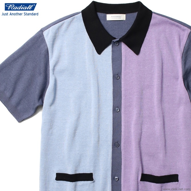 RADIALL KINGSTON - ONE PIECE COLLARED SWEATER S/S (MULTI PURPLE)