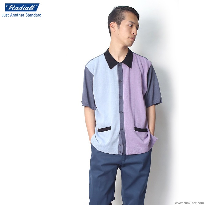 RADIALL KINGSTON - ONE PIECE COLLARED SWEATER S/S (MULTI PURPLE)