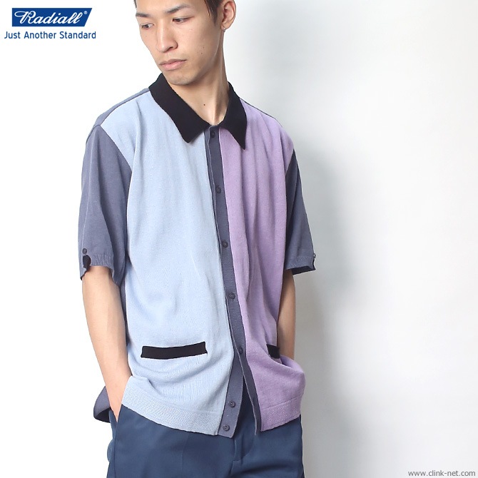 RADIALL KINGSTON - ONE PIECE COLLARED SWEATER S/S (MULTI PURPLE)