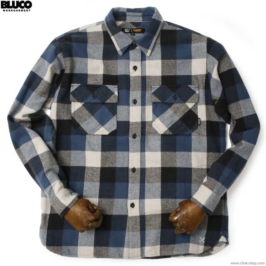 BLUCO BUFFALO CHECK FLANNEL SHIRT (NAVY) [155-11-048]