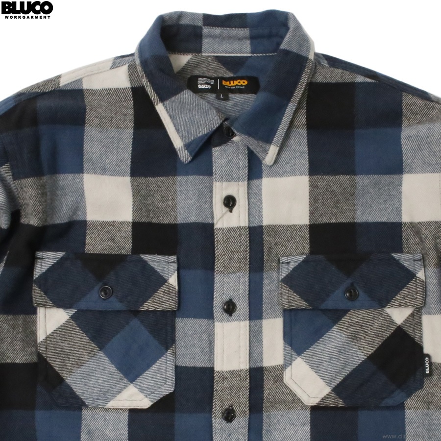 BLUCO BUFFALO CHECK FLANNEL SHIRT (NAVY) [155-11-048]