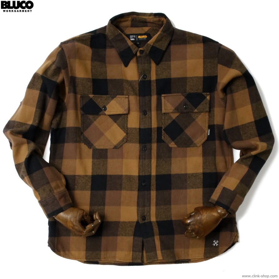 BLUCO BUFFALO CHECK FLANNEL SHIRT (BROWN) [155-11-048]