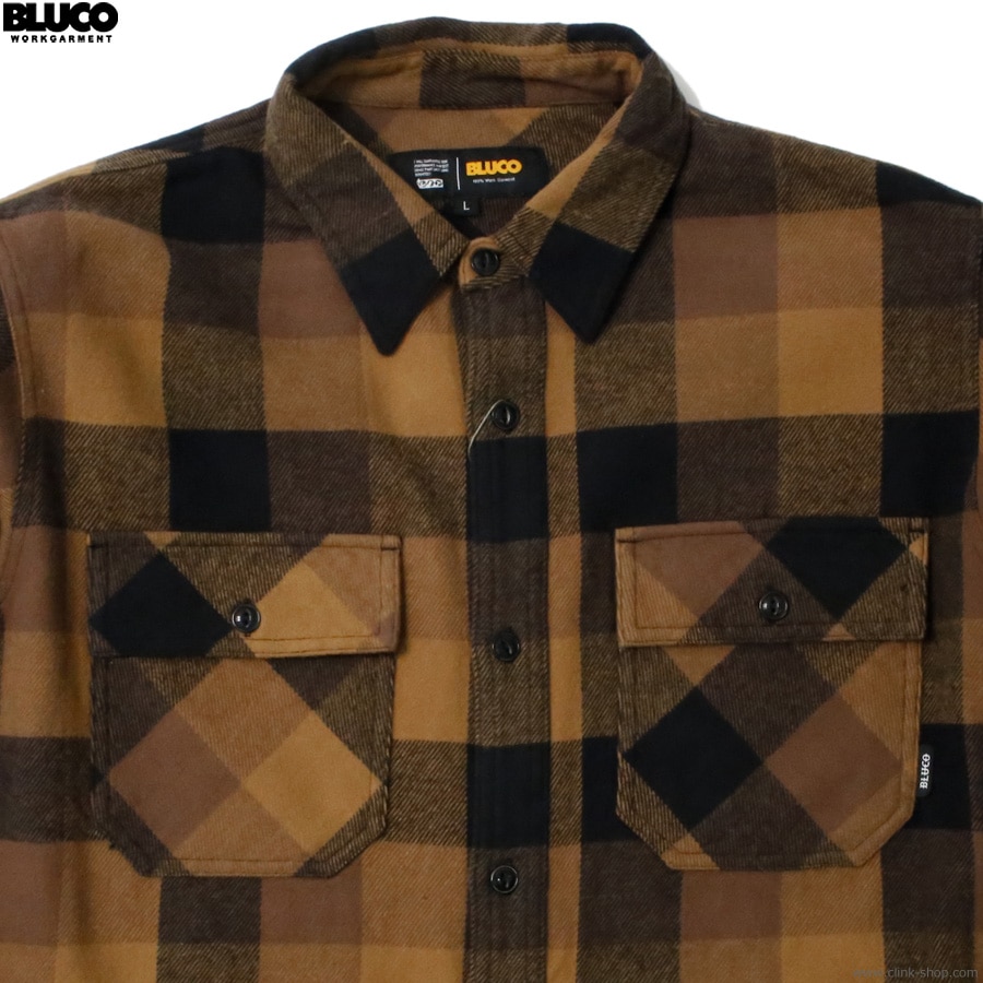 BLUCO BUFFALO CHECK FLANNEL SHIRT (BROWN) [155-11-048]