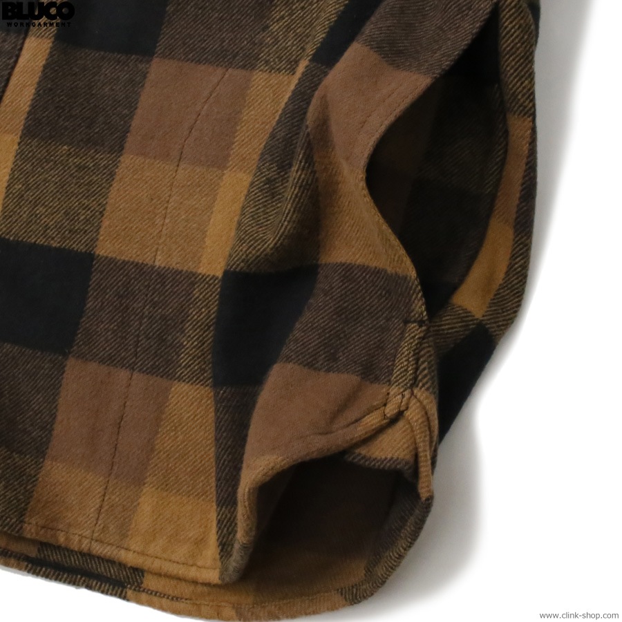 BLUCO BUFFALO CHECK FLANNEL SHIRT (BROWN) [155-11-048]