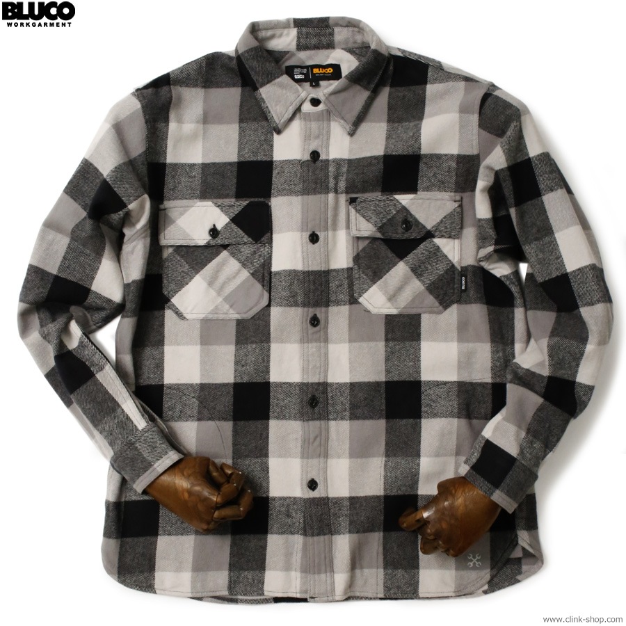 BLUCO BUFFALO CHECK FLANNEL SHIRT (BLACK) [155-11-048]