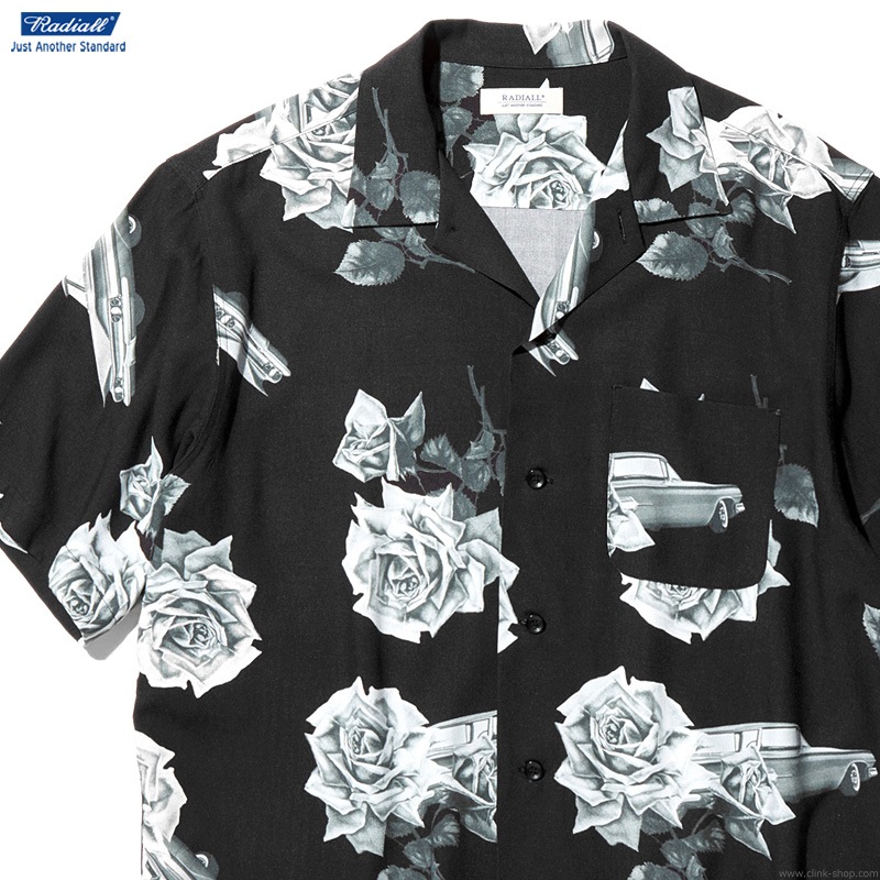 CLINK｜RADIALL CHEVY ROSE - OPEN COLLARED SHIRT S/S (BLACK)｜東京