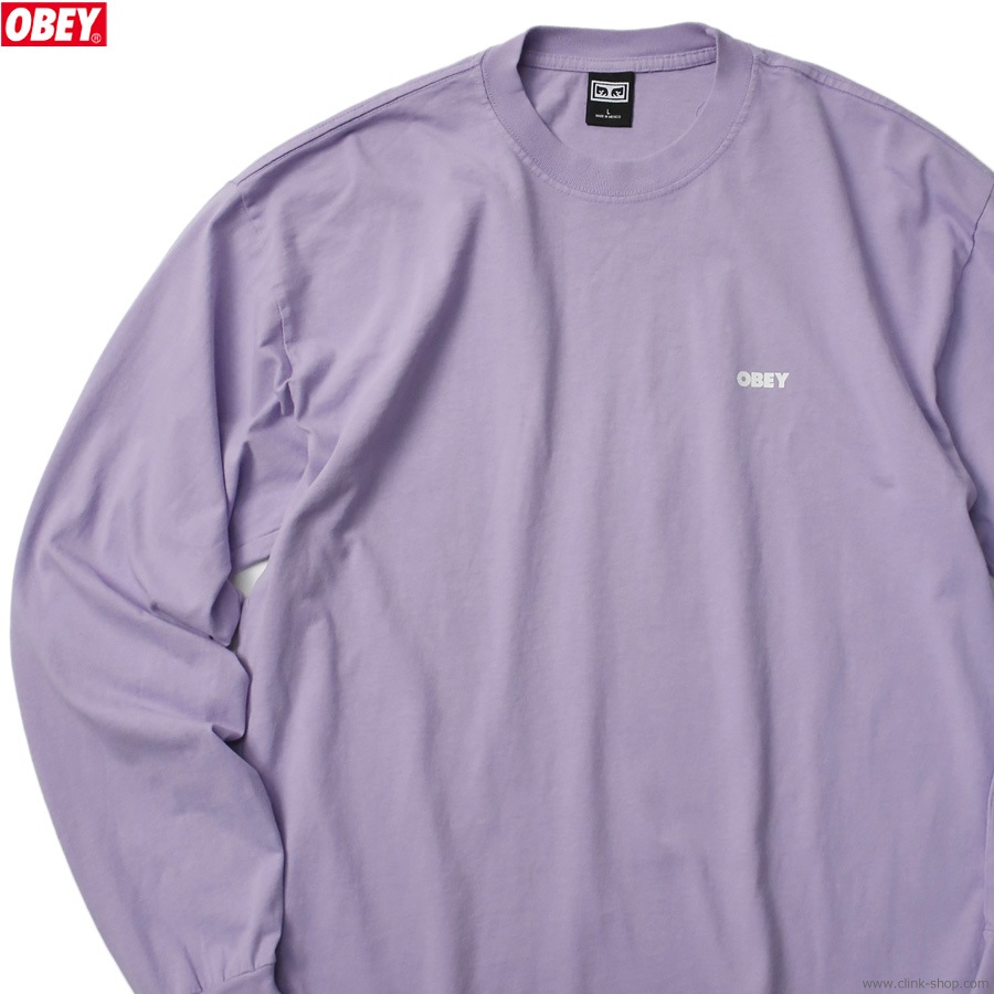 OBEY HEAVYWEIGHT TEE L/S "OBEY BOLD 3" (DIGITAL LAVENDER)