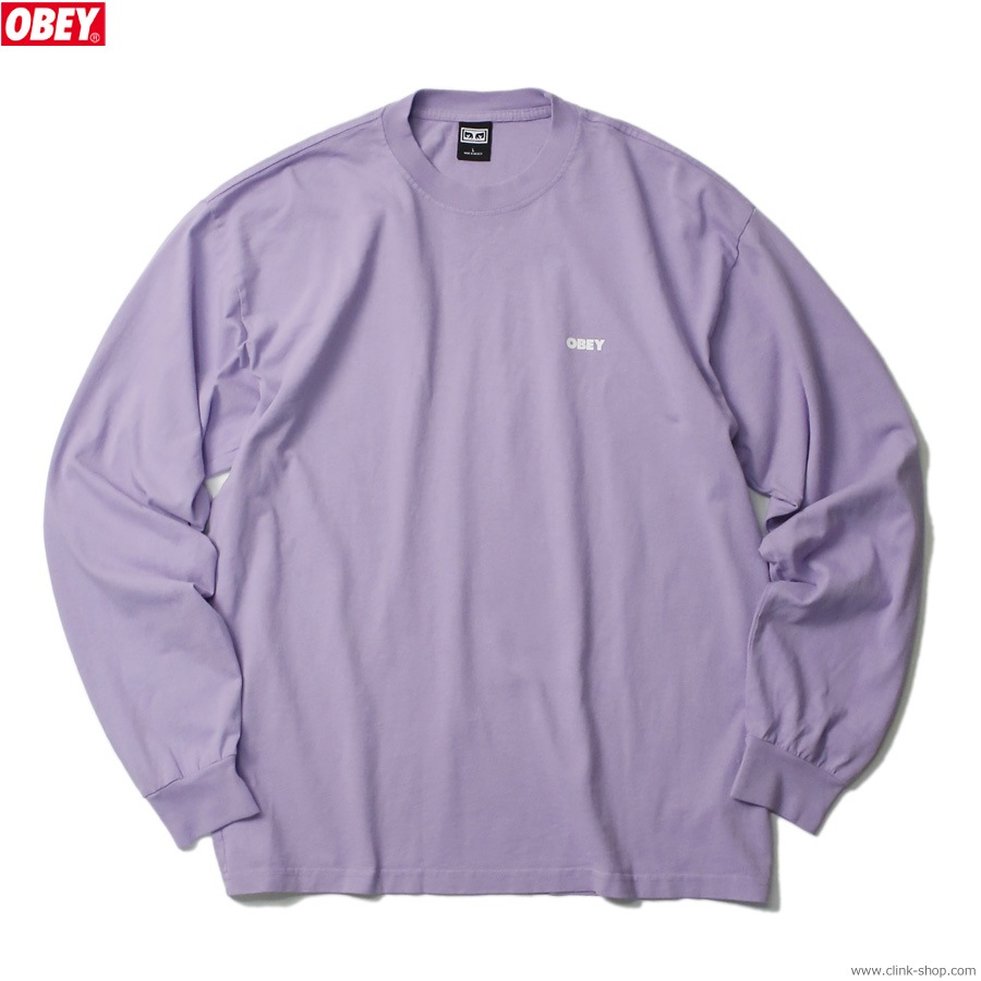 SALE 10OFF OBEY HEAVYWEIGHT TEE L/S "OBEY BOLD 3" (DIGITAL LAVENDER)