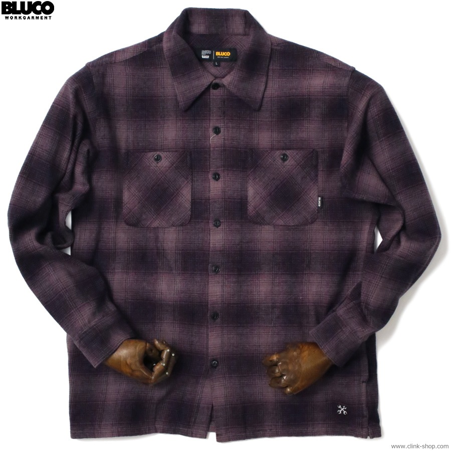 BLUCO OMBRE CHECK FLANNEL SHIRT (PURPLE) [155-11-047]