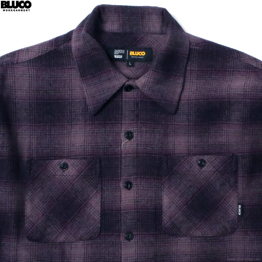 BLUCO OMBRE CHECK FLANNEL SHIRT (PURPLE) [155-11-047]