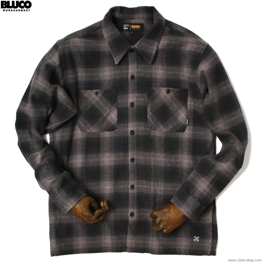 BLUCO OMBRE CHECK FLANNEL SHIRT (BLACK) [155-11-047]