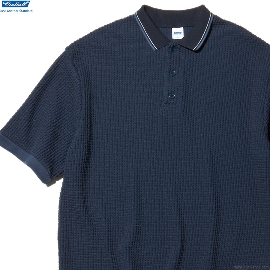 CLINK｜RADIALL BIG WAFFLE - POLO SWEATSHIRT S/S (NAVY) [RAD-23SS