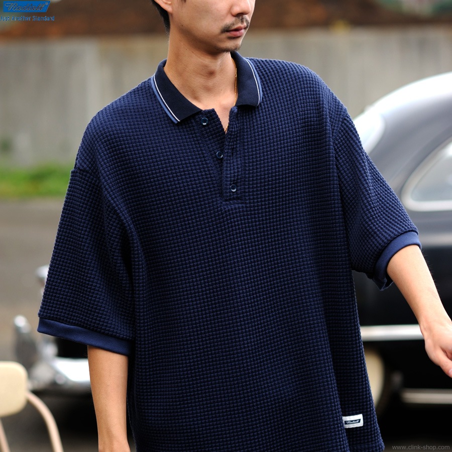CLINK｜RADIALL BIG WAFFLE - POLO SWEATSHIRT S/S (NAVY) [RAD-23SS