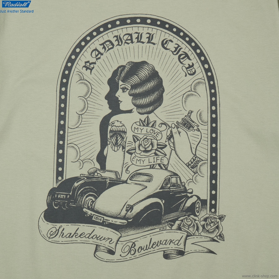 RADIALL SHAKEDOWN BOULEVARD - CREW NECK T-SHIRT S/S (SAGE GREEN) [RAD-25SS-TEE007]