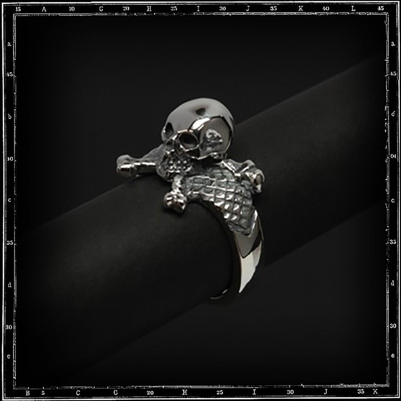 3D SKULL & CROSSBONES RING - SMALL