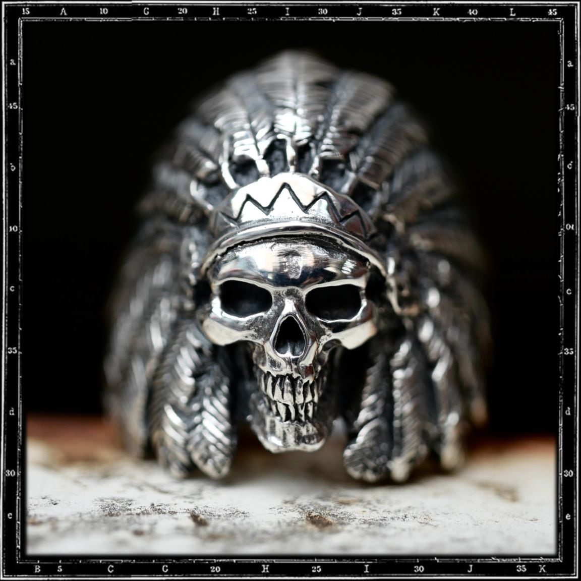 WOUNDED KNEE SKULL RING