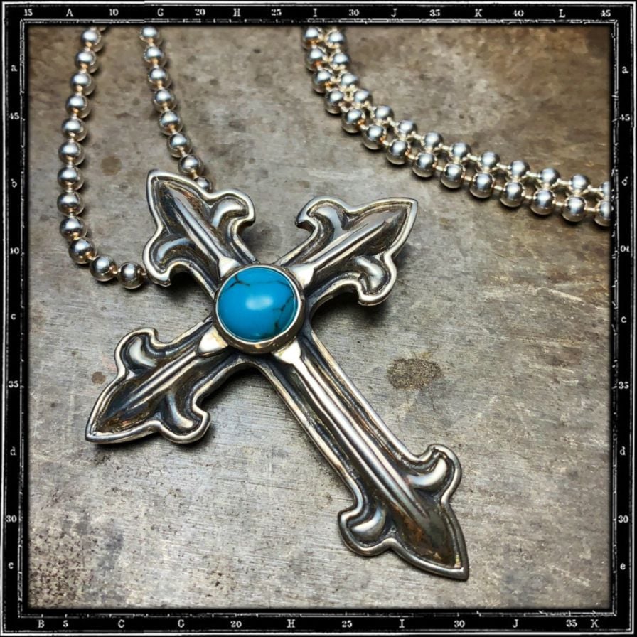 GOTHIC CROSS STONE PENDANT