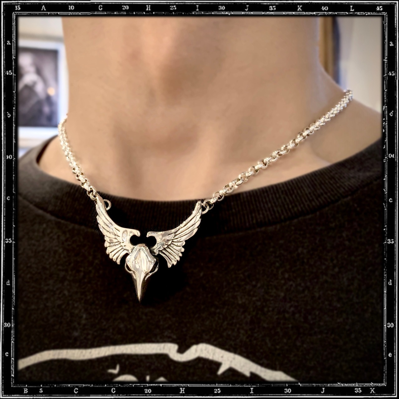 WINGED BIRD SKULL PENDANT W/CHAIN