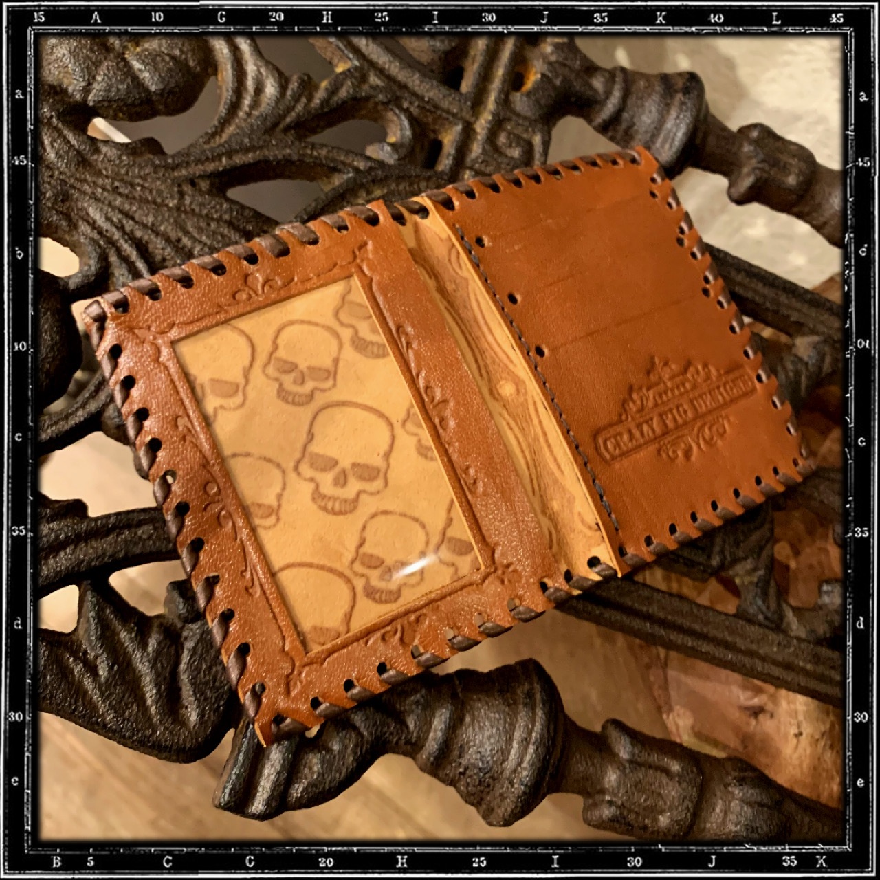 CPD LEATHER CARD HOLDER - EVIL SKULL - SOLD