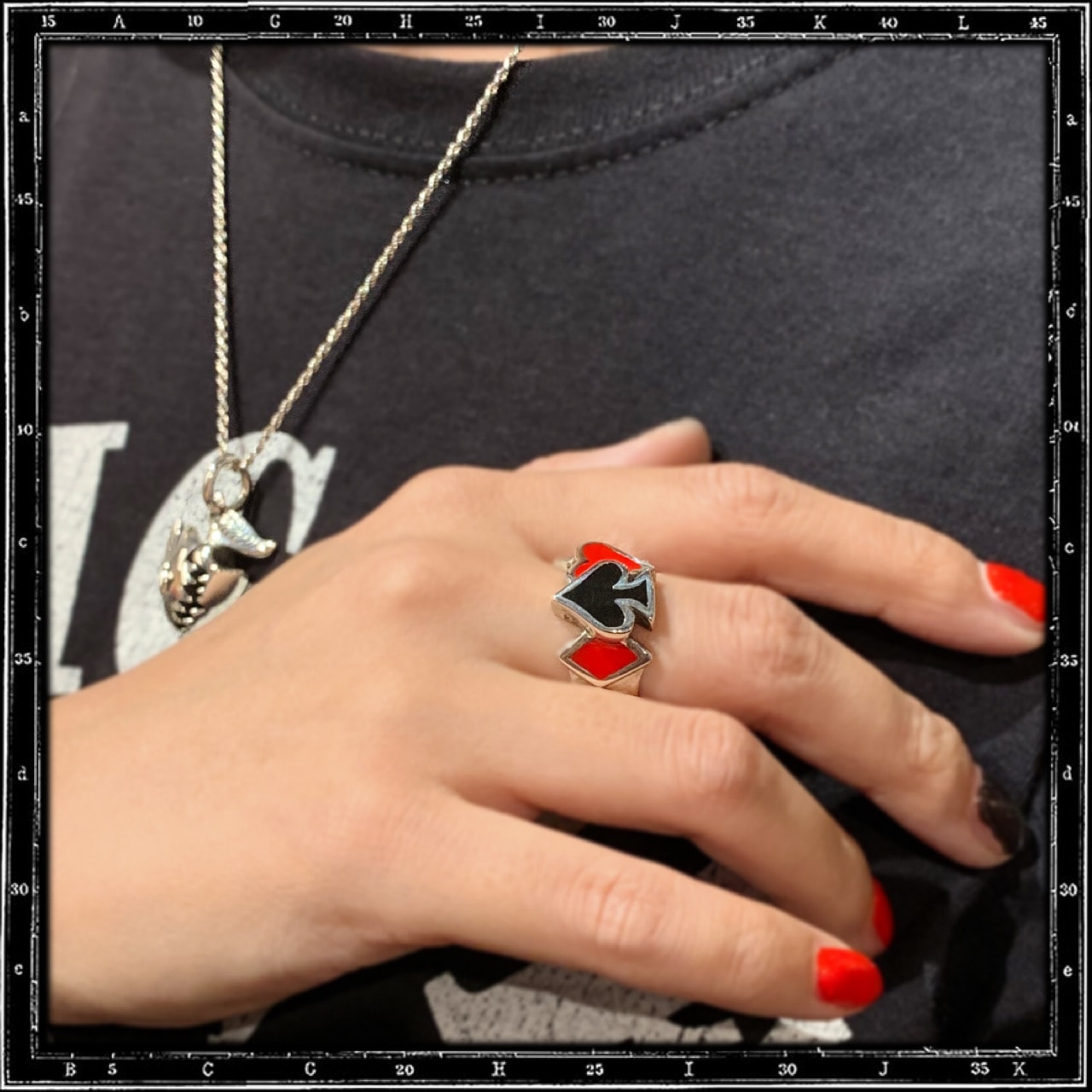 FOUR ACES RING (RED & BLACK ENAMEL) | クレイジーピッグ公式