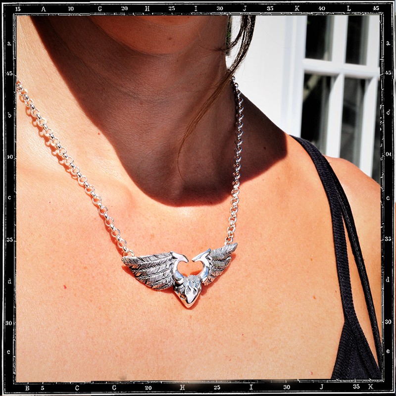 LARGE 3D HEART & WINGS NECKLACE