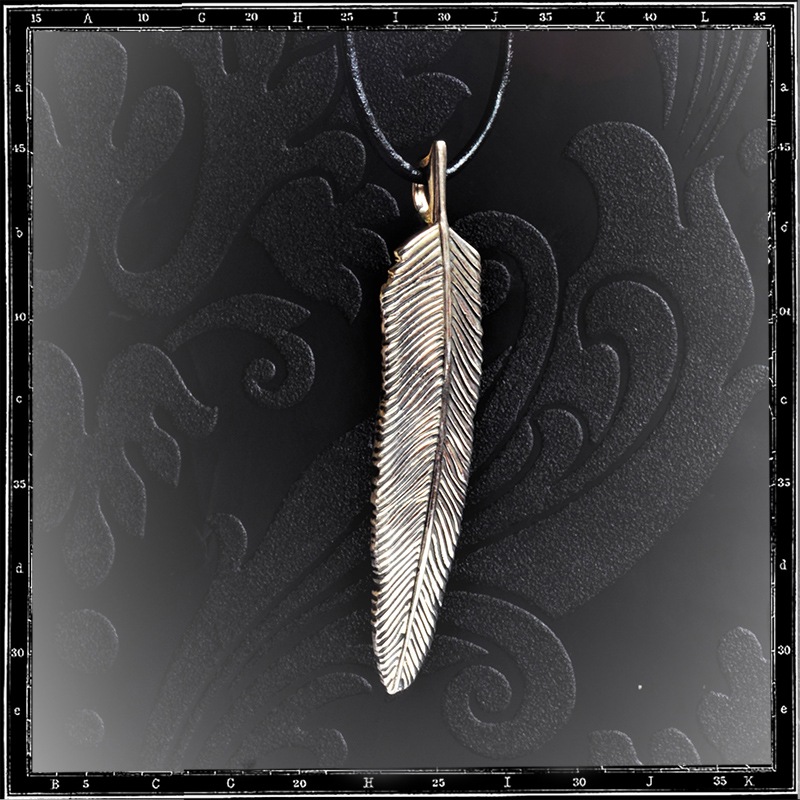 DOUBLE SIDED FEATHER PENDANT - LARGE