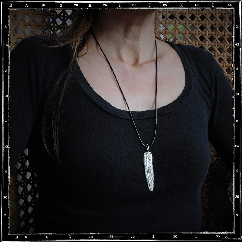DOUBLE SIDED FEATHER PENDANT - LARGE