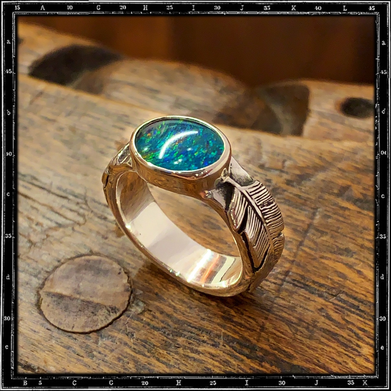 TWO FEATHERS STONE RING