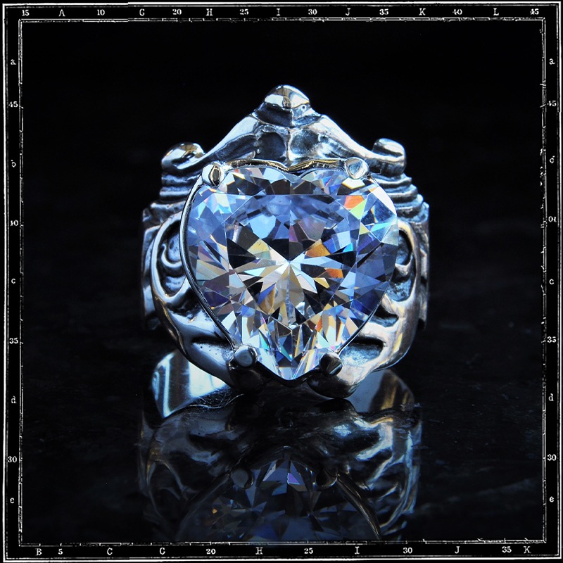 CRYSTAL HEART STONE RING