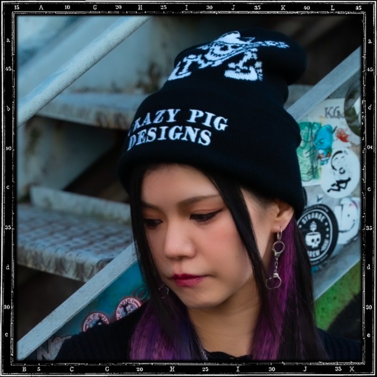 CRAZY PIG BLACK BEANIE CAP