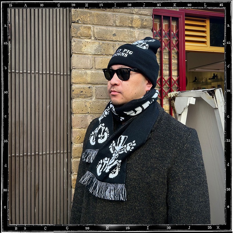 CRAZY PIG BLACK BEANIE CAP