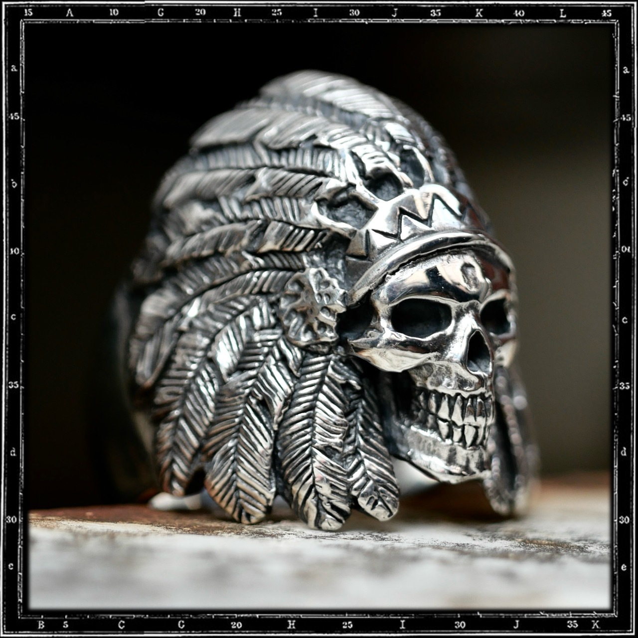 WOUNDED KNEE SKULL RING