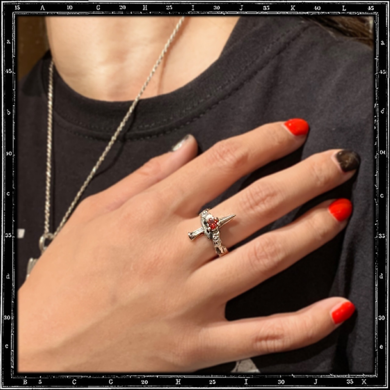 HEART AND DAGGER STONE RING