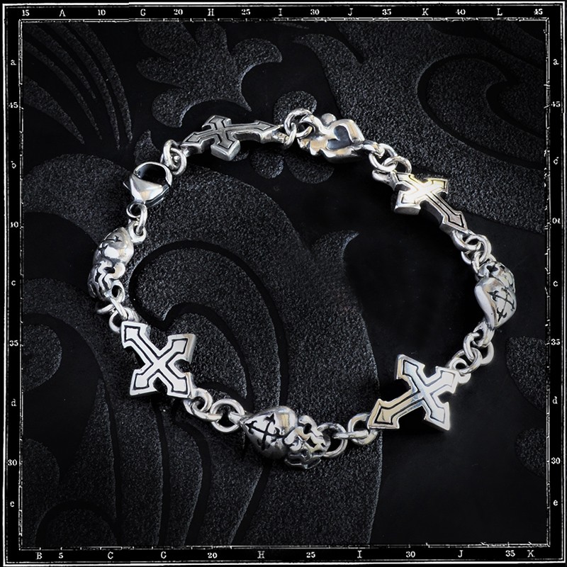 TUDOR CROSS & SACRED HEART LINK BRACELET