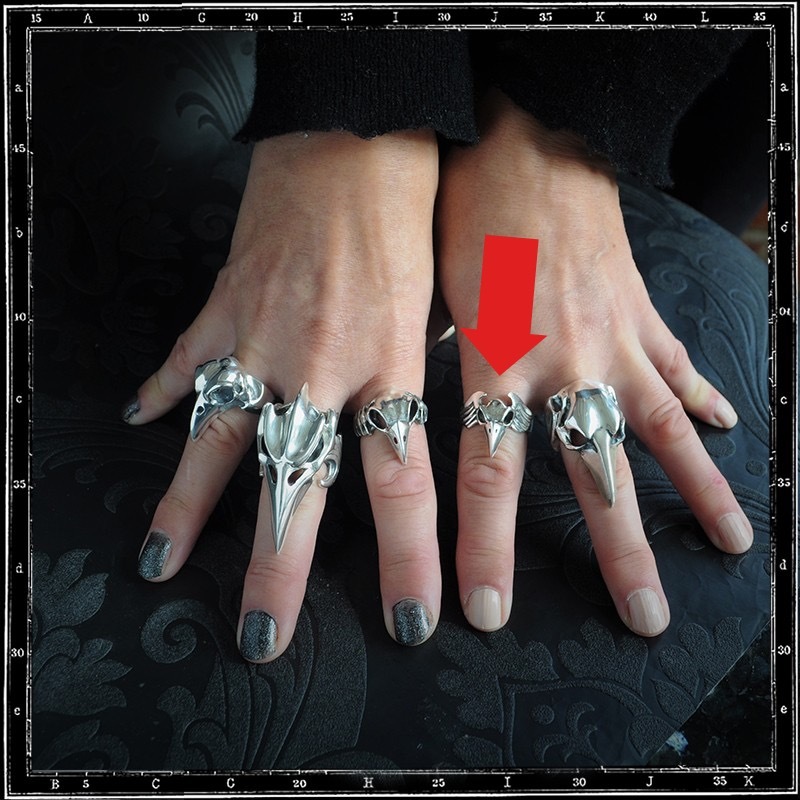 SMALL WINGED BIRD SKULL RING