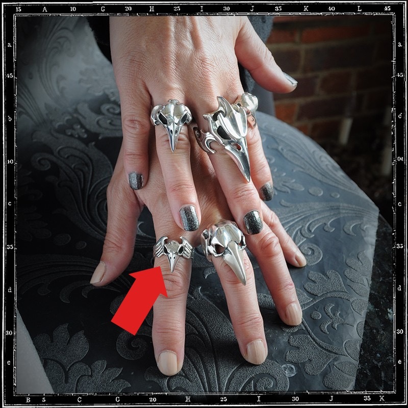 SMALL WINGED BIRD SKULL RING