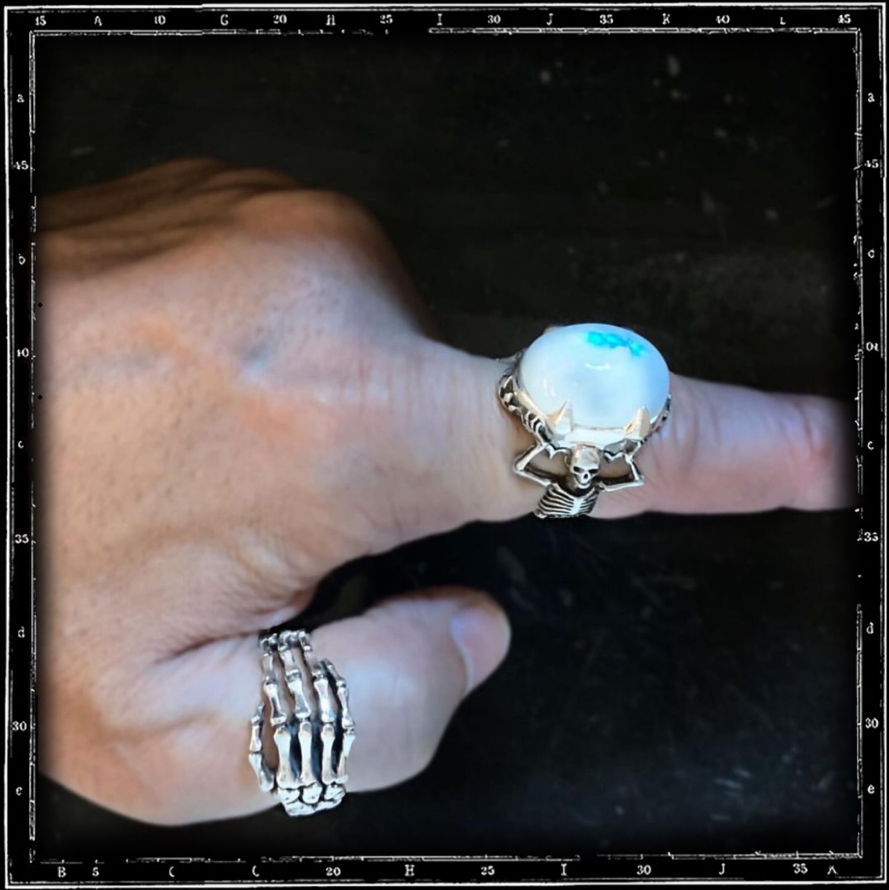 TWIN SKELETON STONE RING