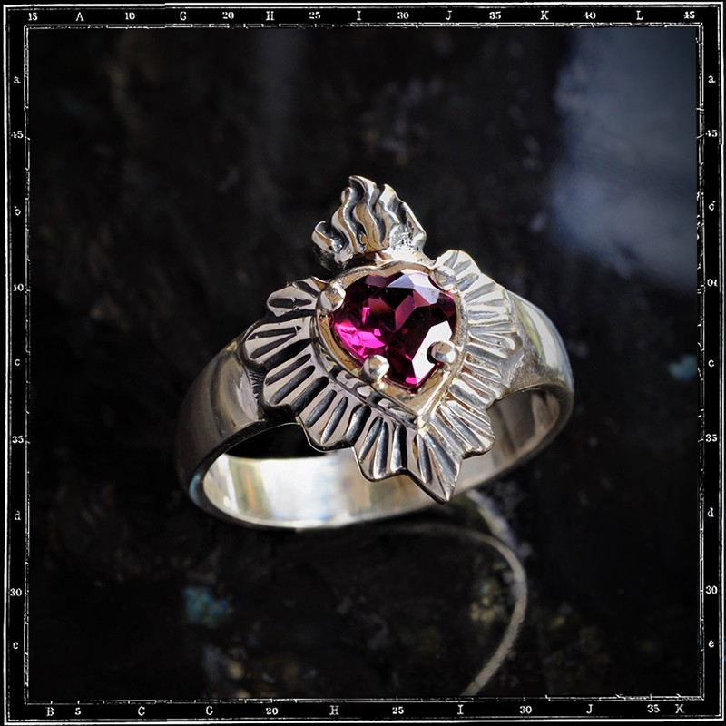 MILAGRO MEXICAN SACRED HEART STONE RING