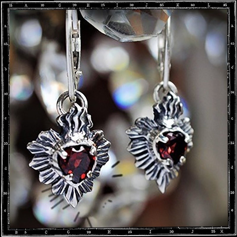 MILAGRO MEXICAN SACRED HEART STONE EARRINGS