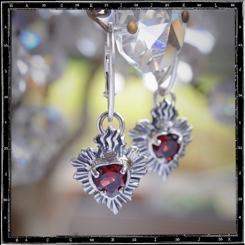 MILAGRO MEXICAN SACRED HEART STONE EARRINGS