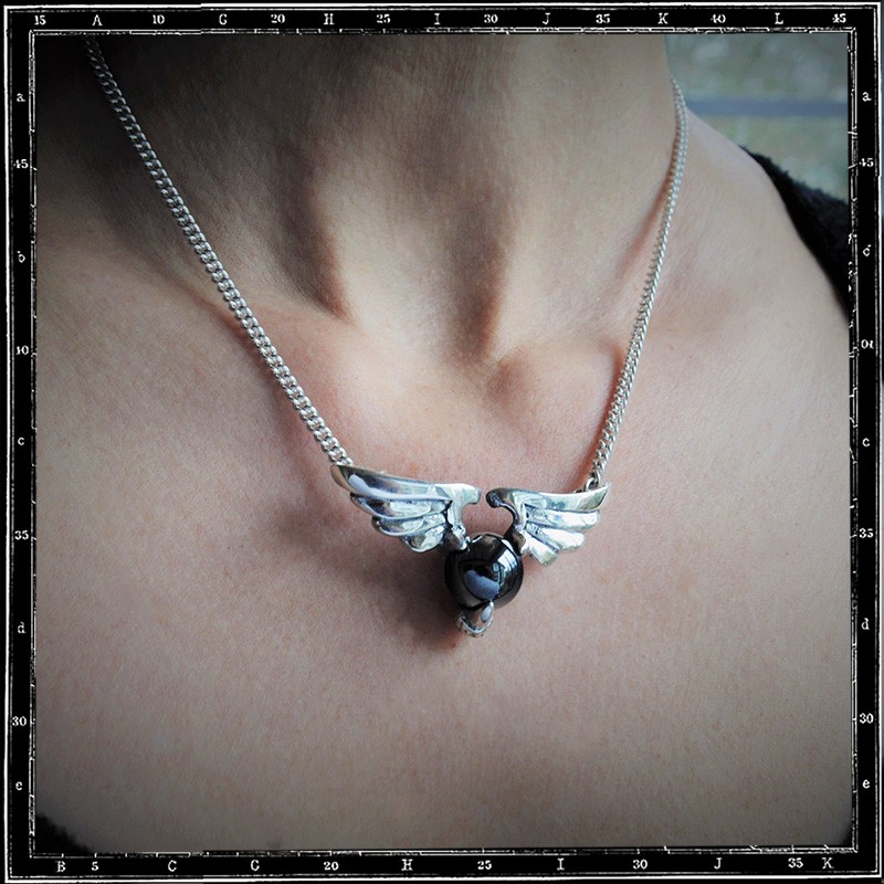 WINGED BALL STONE NECKLACE