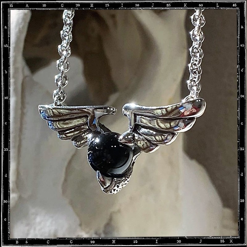 WINGED BALL STONE NECKLACE