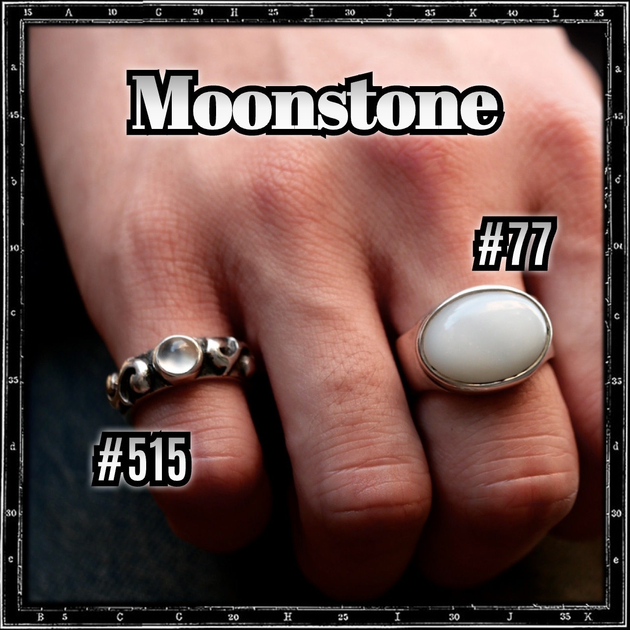 TWO SCROLLS STONE RING