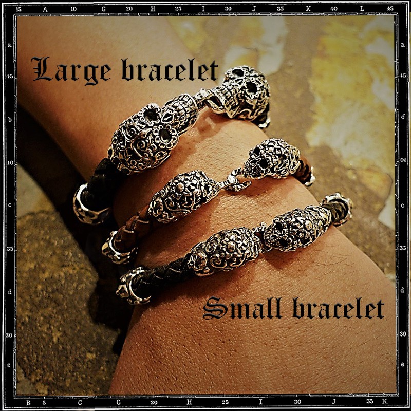 DOS CALAVERAS MEXICAN SKULL LEATHER BRACELET
