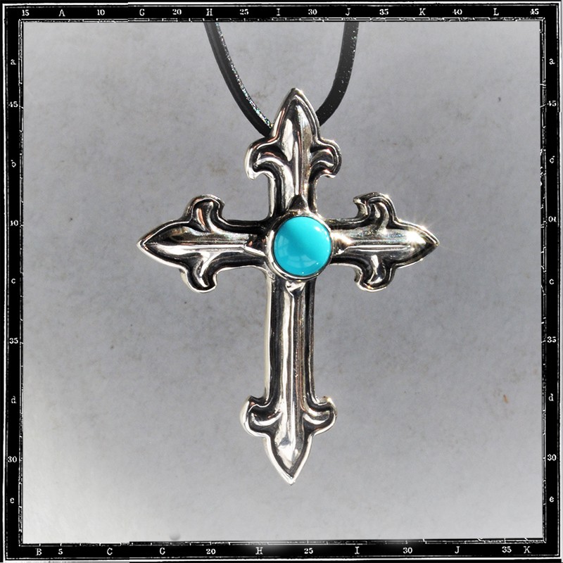 GOTHIC CROSS STONE PENDANT